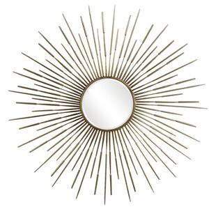 Uttermost Golden Rays Starburst Mirror in Antique Gold | Cymax