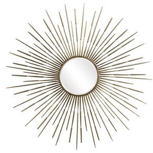 Uttermost Golden Iron and MDF Rays Starburst Mirror in Antique Gold | Cymax