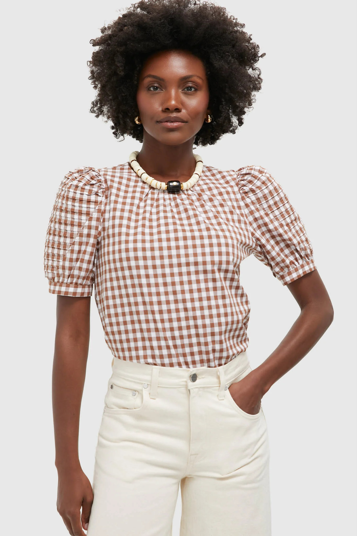 Brown Gingham Haven Blouse | Tuckernuck (US)