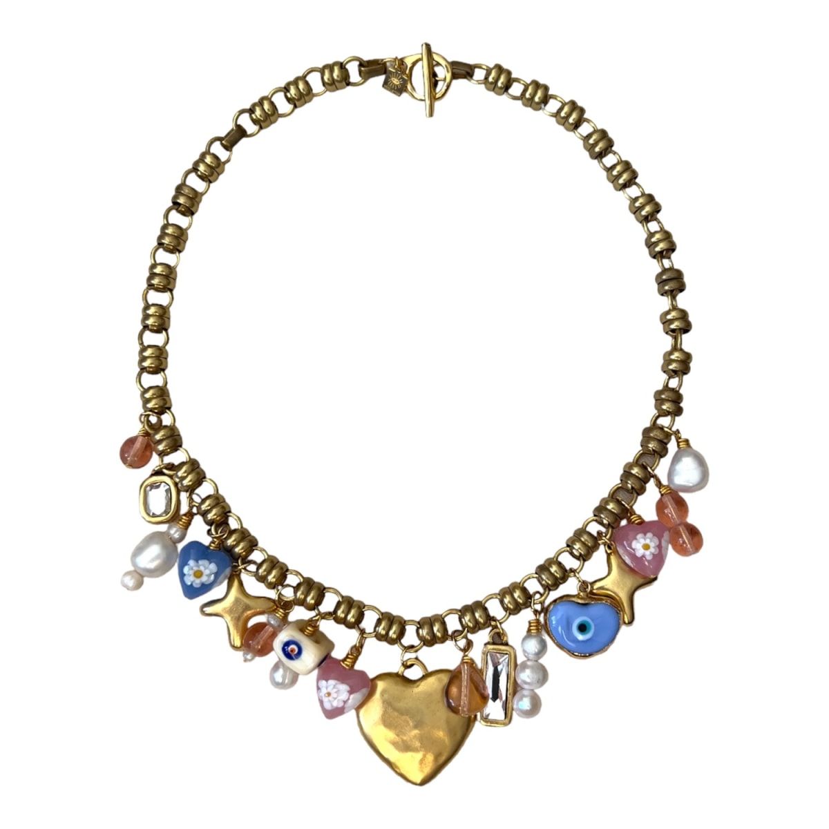 Toulouse Pink & Blue Charm Necklace | Wolf & Badger (US)
