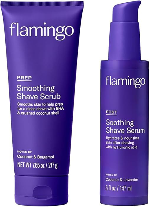 Flamingo Shaving Prep and Post Care Set for Women - Smoothing Shave Prep Scrub and Soothing Post ... | Amazon (US)