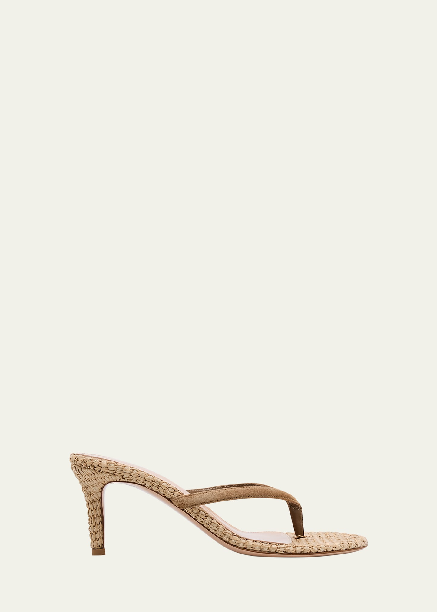 Gianvito Rossi Suede Raffia Heeled Thong Sandals | Bergdorf Goodman