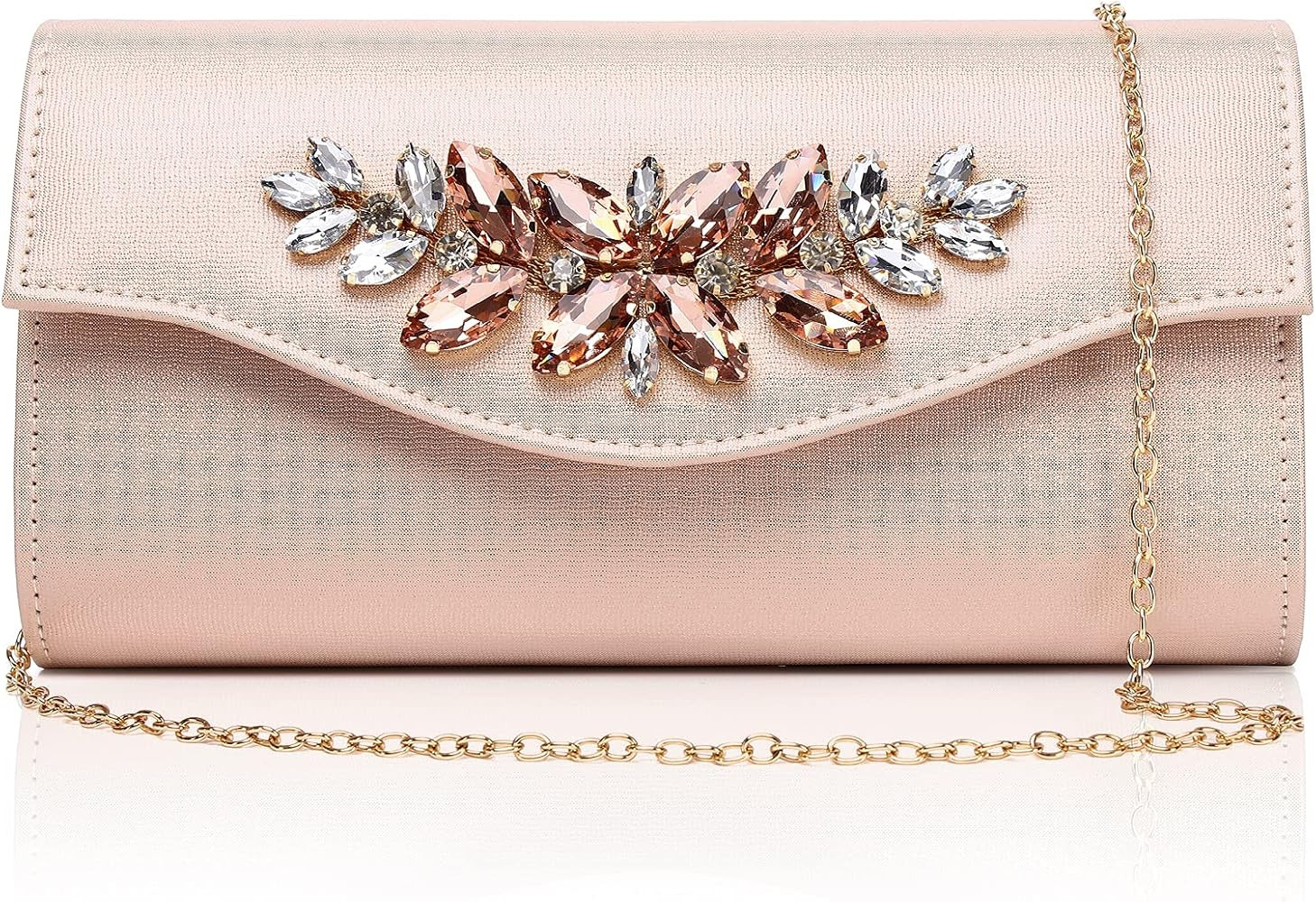 GESU Clutch Purses for Women Rhinestone Vegan Leather Evening Bag Wedding Formal Bridal Purse han... | Amazon (US)