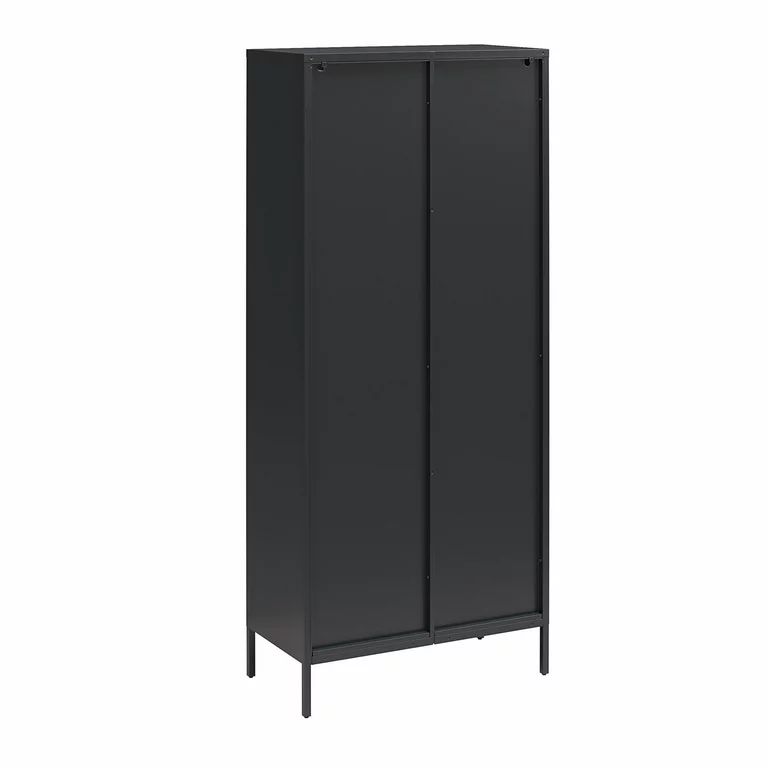 Mr. Kate Luna Tall 2-Door Accent Cabinet with Fluted Glass, Black | Walmart (US)