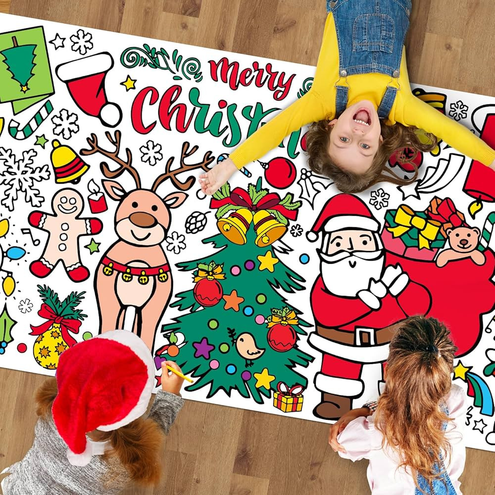 Tetor Christmas Giant Coloring Poster/Tablecloth-Christmas Crafts for Kids-30 x 72 Inches Jumbo P... | Amazon (US)