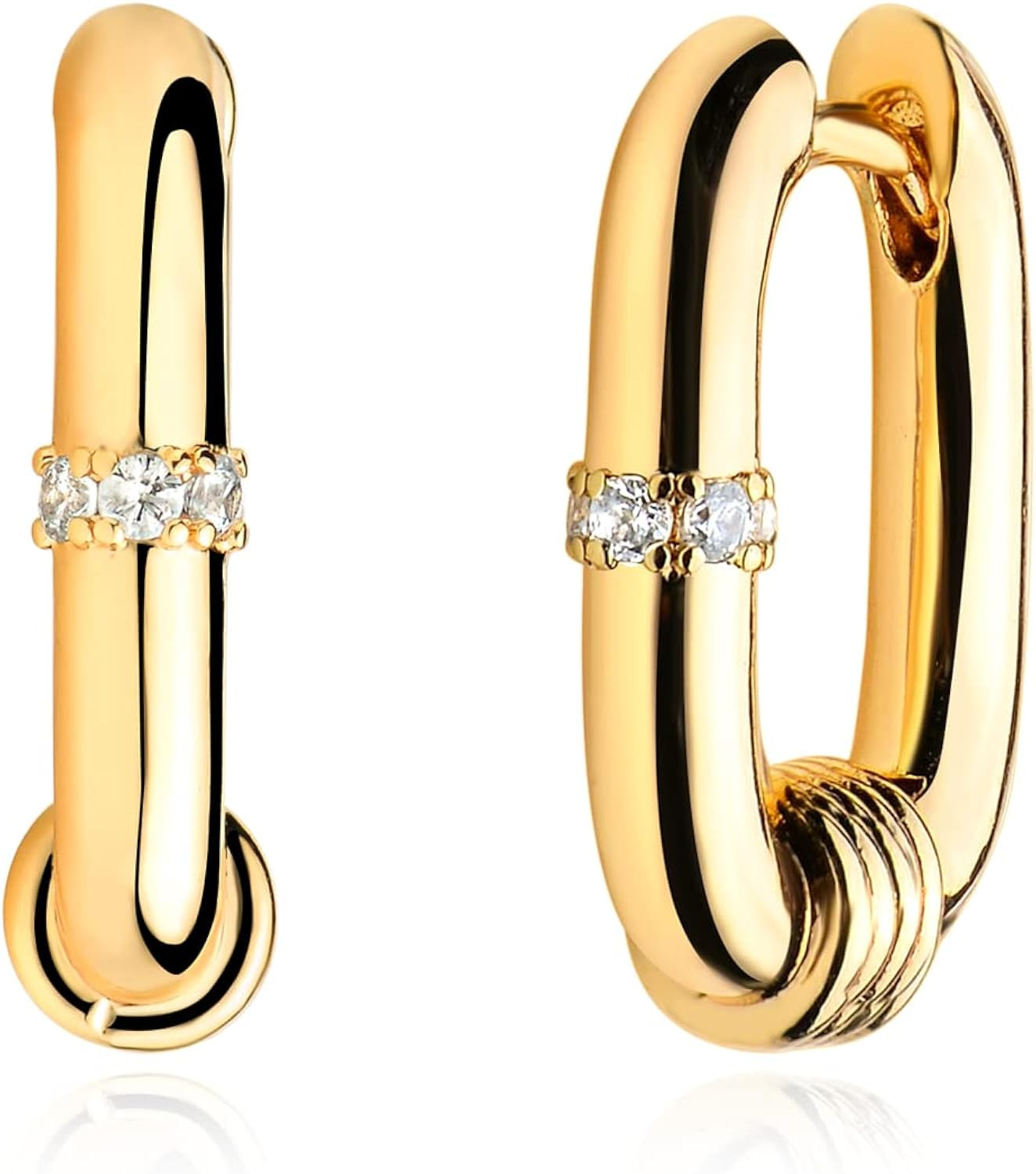 MYEARS Women Gold Huggie Hoop Earrings Bead Ball Spike Star Diamond CZ Sleeper Dangle Drop 14K Go... | Amazon (US)