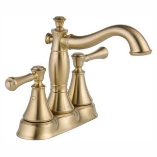 Cassidy Gold 4 in. Centerset 2-Handle Bathroom Faucet with Metal Drain Assembly in Champagne Bron... | The Home Depot