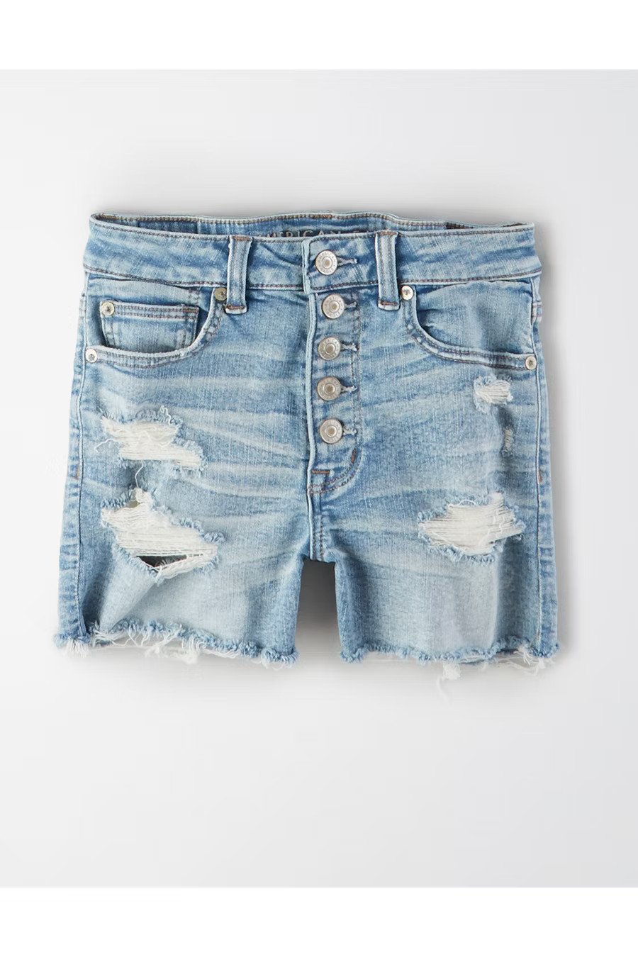AE Ne(x)t Level Super High-Waisted Denim Short Short Women's Acid Wash 24 | American Eagle Outfitters (US & CA)