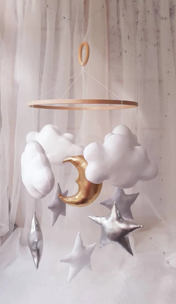 Moonclouds and Stars Baby Mobilegold Mobilenursery | Etsy | Etsy (US)