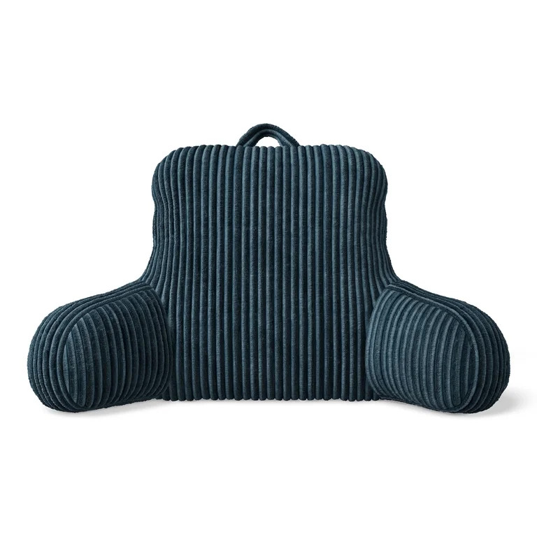 Mainstays Kids Ribbed Corduroy Plush Backrest Pillow, Dark Blue, 33" x 13" x 25" | Walmart (US)
