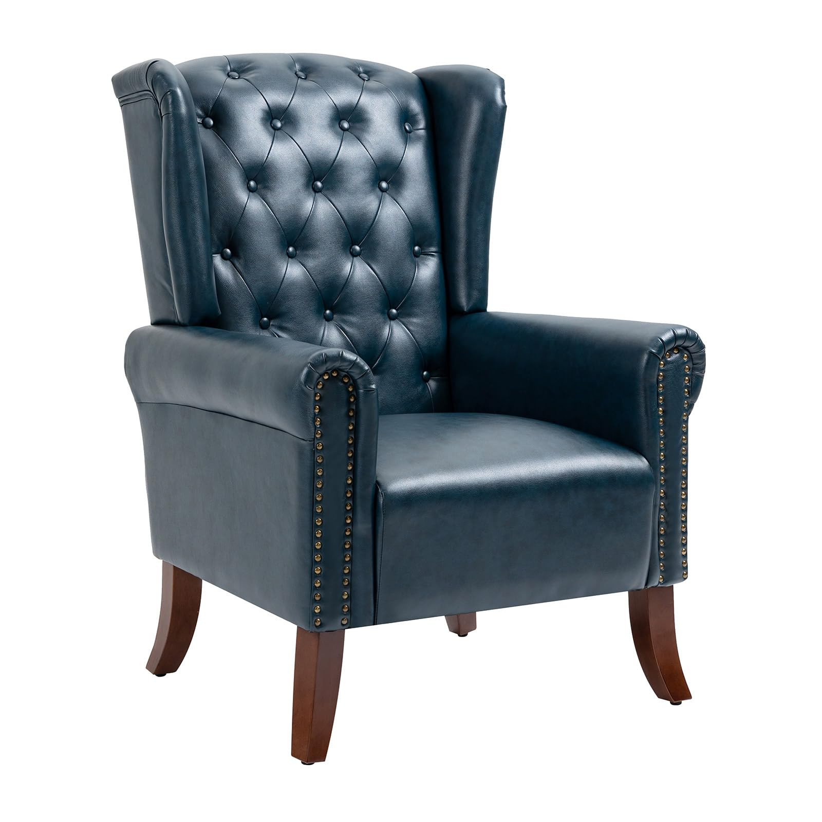 MOJAY Modern PU Leather Accent Chair, Living Room Lounge Sofa Chair with Buttons, Single Club Arm... | Amazon (US)