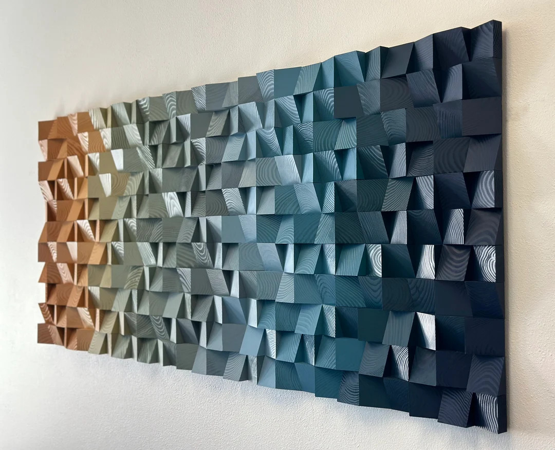 Geometric Wood Art Coastal Dream - Etsy | Etsy (US)