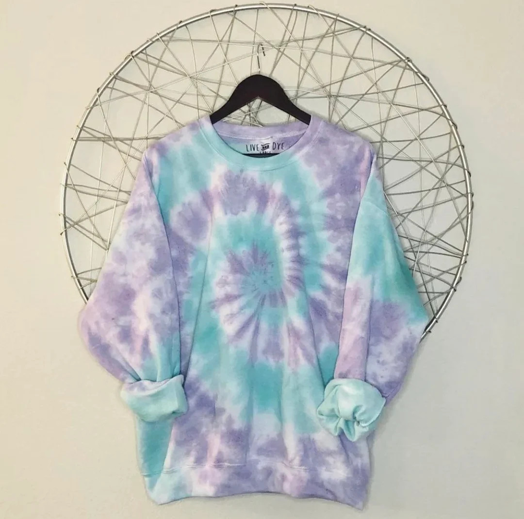 Purple and Teal Swirl Tie Dye Crewneck - Etsy | Etsy (US)