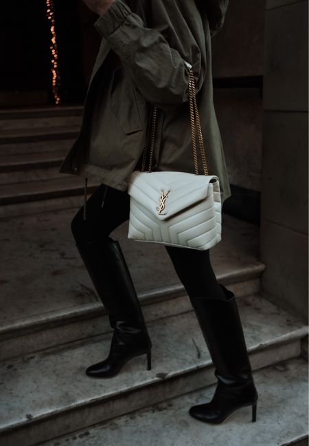 I finally found my dream white bag the YSL small LouLou in vintage blanc. Teamed with my Jimmy Choo boots & a green parka for coffee and shopping 🙌

#ootd #falloutfit #ysl #yslloulou #yslbag #saintlaurent #designerbag #whitebag #luxurybag 

#LTKeurope #LTKSeasonal #LTKstyletip