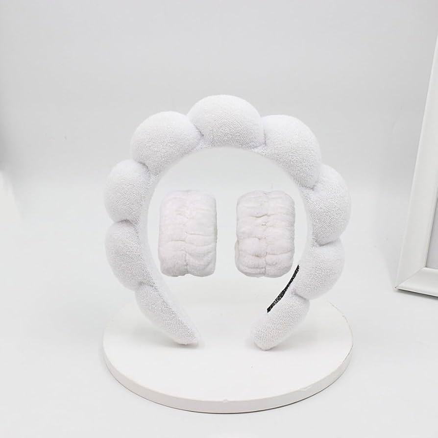 white bubble headband, Sponge Headband, for Washing Face for spa headband, skincare headbands, ma... | Amazon (US)