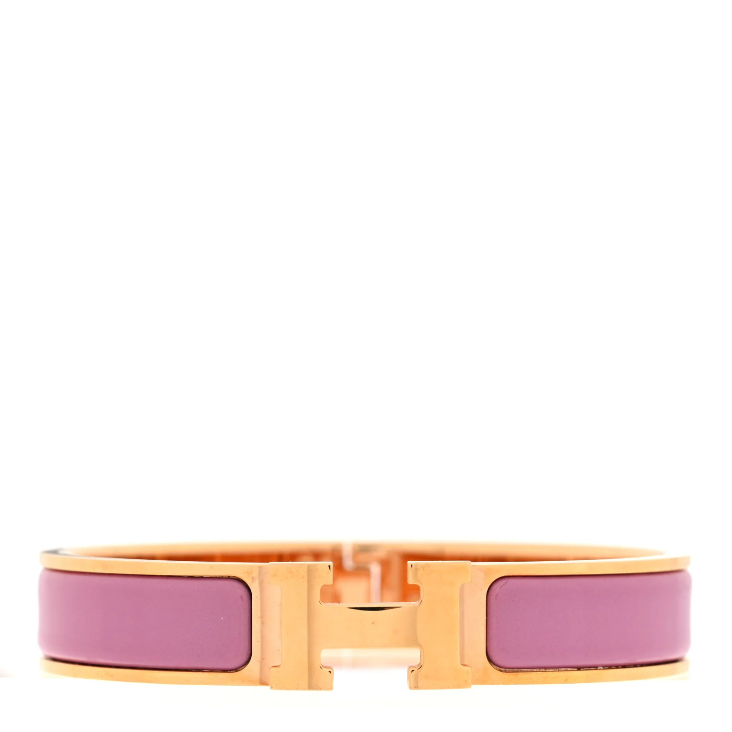 Enamel Narrow Clic Clac H Bracelet GM Rose Delirium | FASHIONPHILE (US)