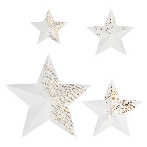 Raeder Wall Stars, Pack of 4, Gold | John Lewis UK