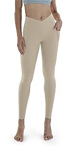 ODODOS Women's Cross Waist Yoga Leggings with Inner Pocket, Sports Gym Workout Running Pants -Ins... | Amazon (US)