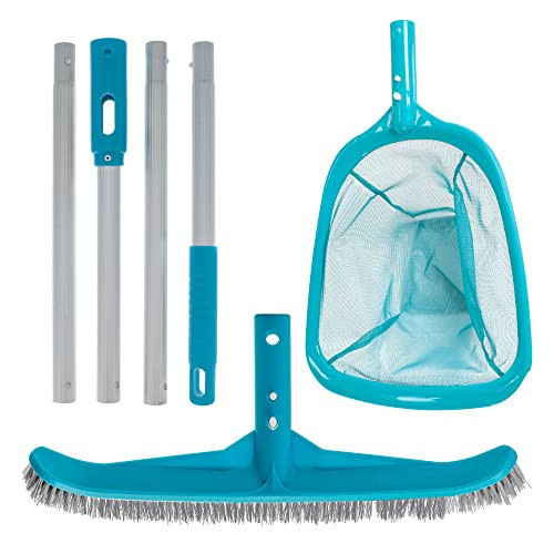 U.S. Pool Supply Pool Maintenance Kit with Leaf Skimmer Net, Brush, and Adjustable Telescopic Pole - 6" Deep Mesh Netting, Nylon Scrub Brush, Clean Sweep Debris from Walls, Floors, Steps, Spas, Ponds | Amazon (US)