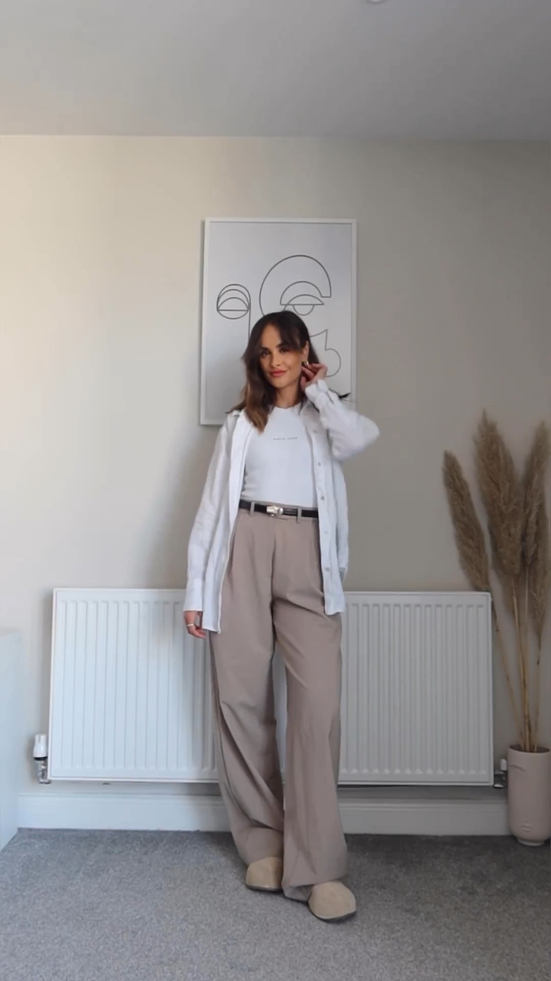 White bodysuit, brown trousers, white shirt, brown shoes pumps, black sunglasses 

#LTKSeasonal #LTKeurope #LTKstyletip