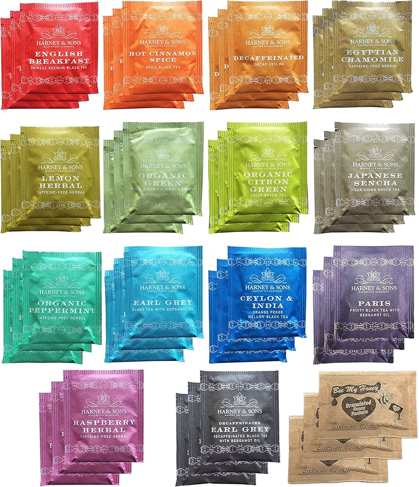 Harney & Sons Assorted Tea Bag Sampler Bundle 42 Count With Honey Crystal Packs Great for Birthda... | Amazon (US)