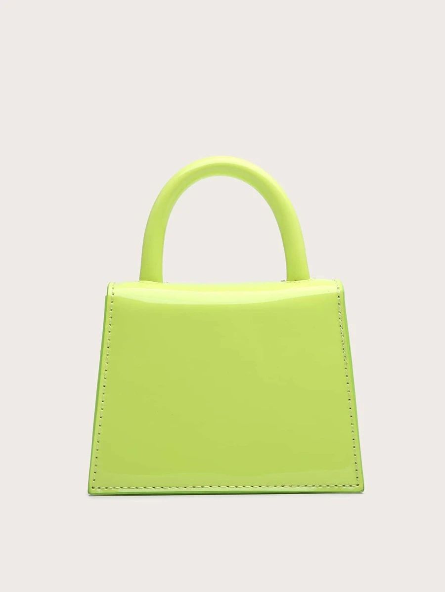 Mini Neon Lime Chain Flap Satchel Bag | SHEIN
