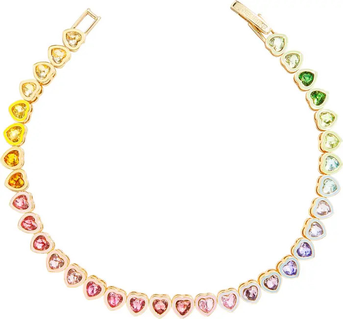 BaubleBar Kali Rainbow Heart Tennis Bracelet | Nordstrom | Nordstrom