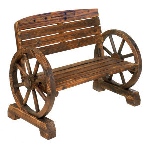 Wagon Wheel Outdoor Garden Bench - 42.25" - Brown | Christmas Central