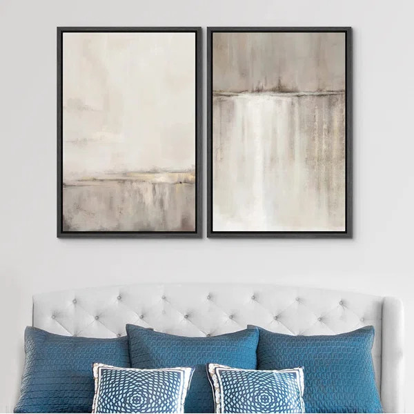 Grunge Duotone Tan Minimalist Landscape Framed Wall Art Framed On Canvas 2 Pieces Print | Wayfair North America