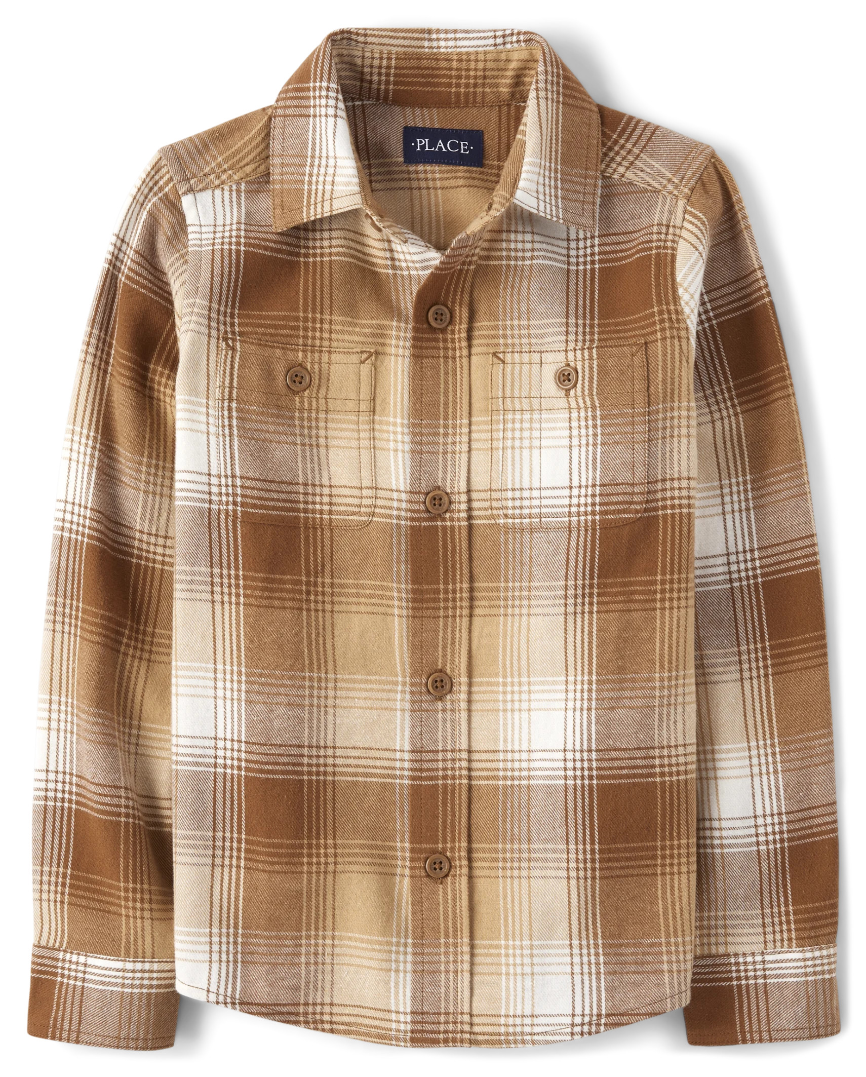 Boys Dad And Me Plaid Flannel Button Up Shirt - bunnys tail | The Children's Place