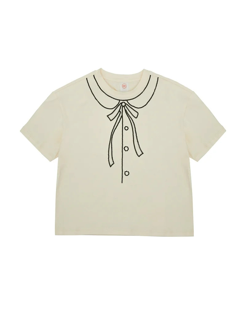 Wonder Nation Girls Embellished Trend Tee with Short Sleeves, Sizes 4-18 | Walmart (US)