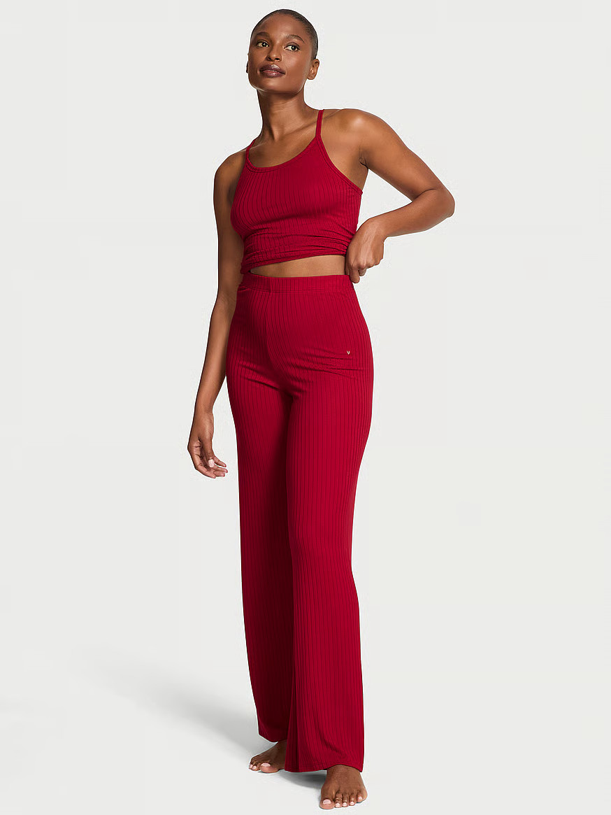 Buy Modal Wide-Rib Lounge Tank & Pants Set, Red Lacquer - Order Pajamas Sets online - Victoria's ... | Victoria's Secret (US / CA )