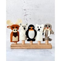 Polar Animals Finger Puppets | Arctic Antartica Bear, Penguin, Fox, Moose & Walrus | Etsy (US)