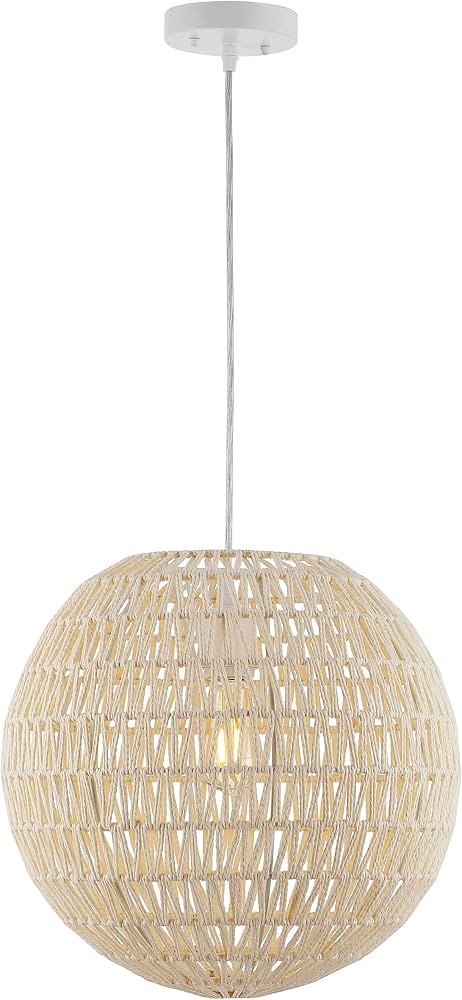 JONATHAN Y JYL6503B Luna 15.75" 1-Light Bohemian Modern Woven Rattan/Iron LED Pendant Farmhouse C... | Amazon (US)