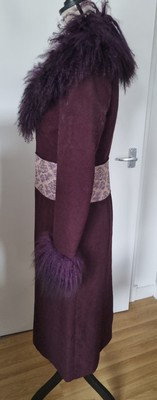 KAREN MILLEN VINTAGE PURPLE MIDI LENGTH COAT WITH FUR COLLAR &amp; CUFFS - SIZE 8  | eBay | eBay UK