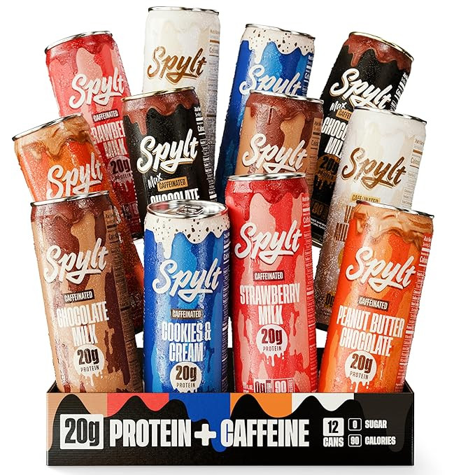 Spylt High Protein Milk - 6 Flavor Variety Pack with 60mg Caffeine & 20g Protein - 90 Calories, R... | Amazon (US)