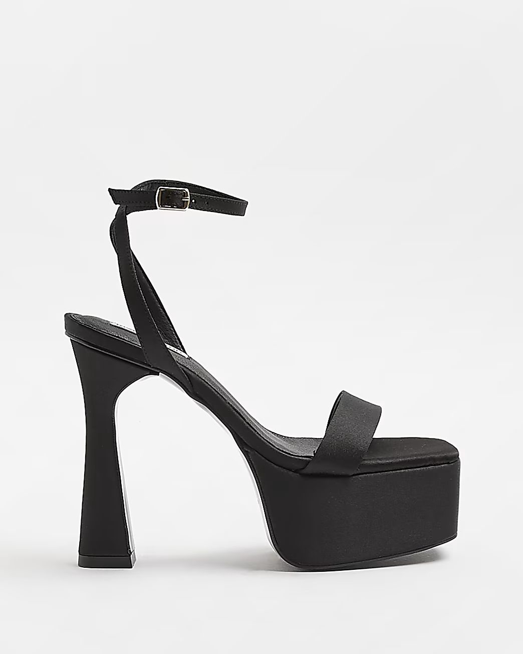 Black satin platform heels | River Island (UK & IE)