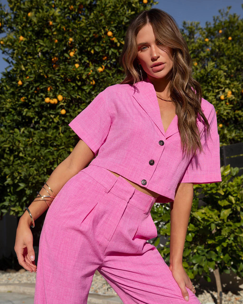 Kamilla Button Front Crop Top - Pink - FINAL SALE | VICI