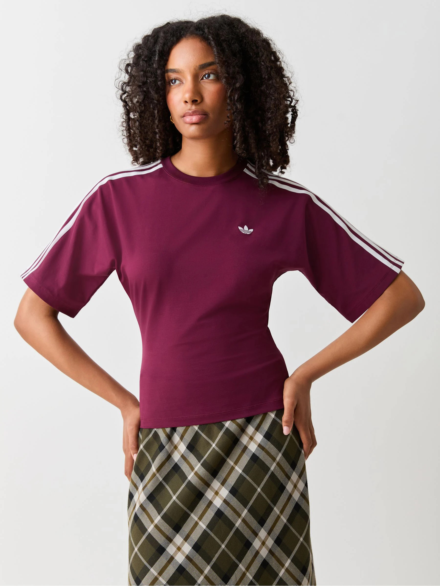 adidas originals adidas Originals Burgundy Red/White Slim T-Shirt | Next US
