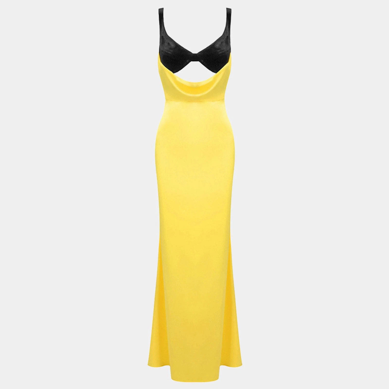 Rasario Yellow Velvet and Satin CutOut Maxi Dress XS | eBay | eBay US