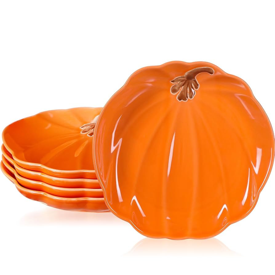 Rtteri Pumpkin Ceramic Plates 8 Inch Thanksgiving Ceramic Pumpkin Platter Fall Versatile Serving ... | Amazon (US)