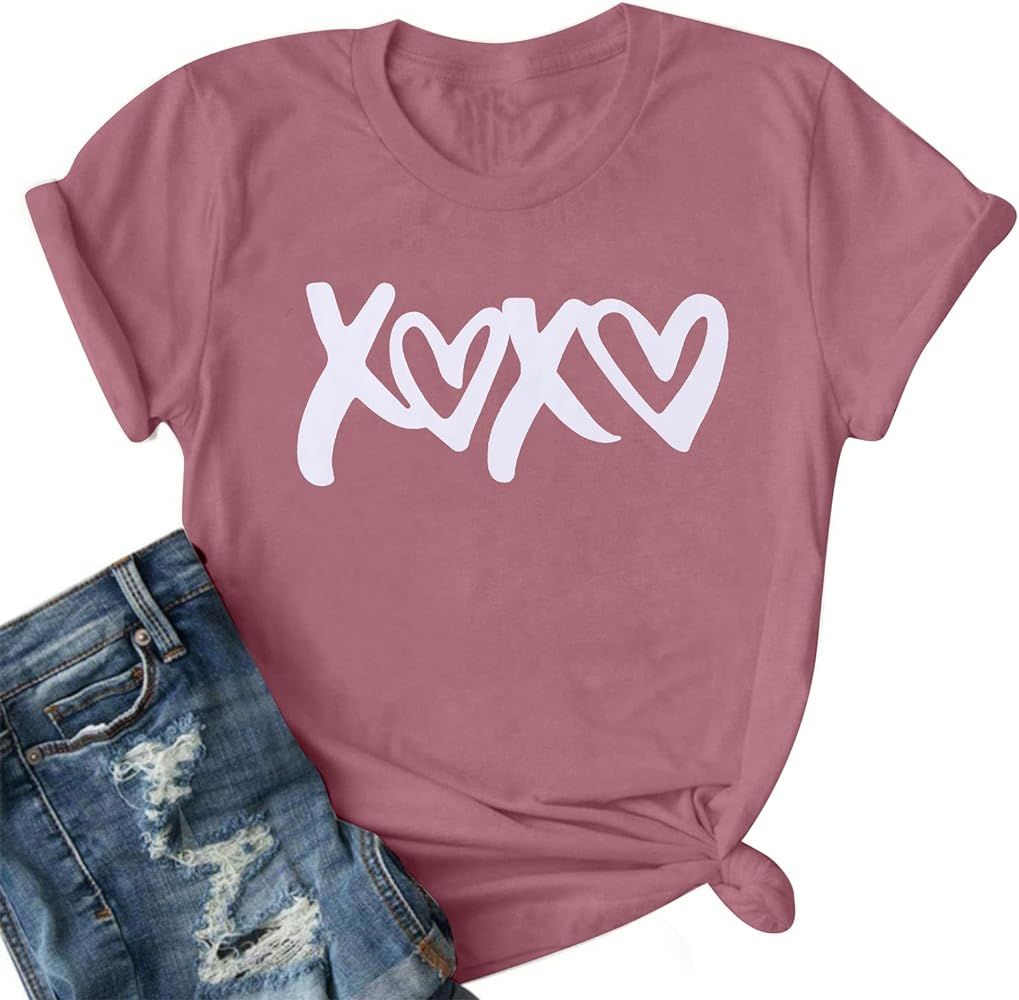 Valentines Day Shirts XOXO Shirt - Women Valentines Day Gifts Tops Valentines Day Outfit Casual H... | Amazon (US)