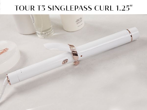 T3 - SinglePass Curl Professional Curling Iron Custom Blend Ceramic Curling and Styling Iron with Ad | Amazon (US)