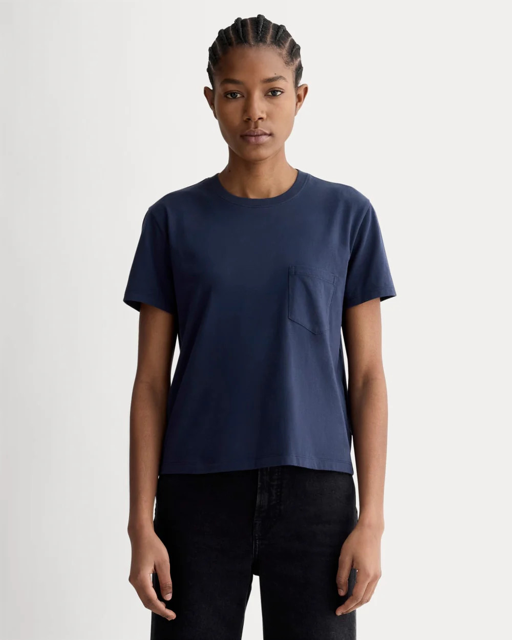 The Box-Cut Tee in Essential Cotton | Navy | Pocket | Everlane