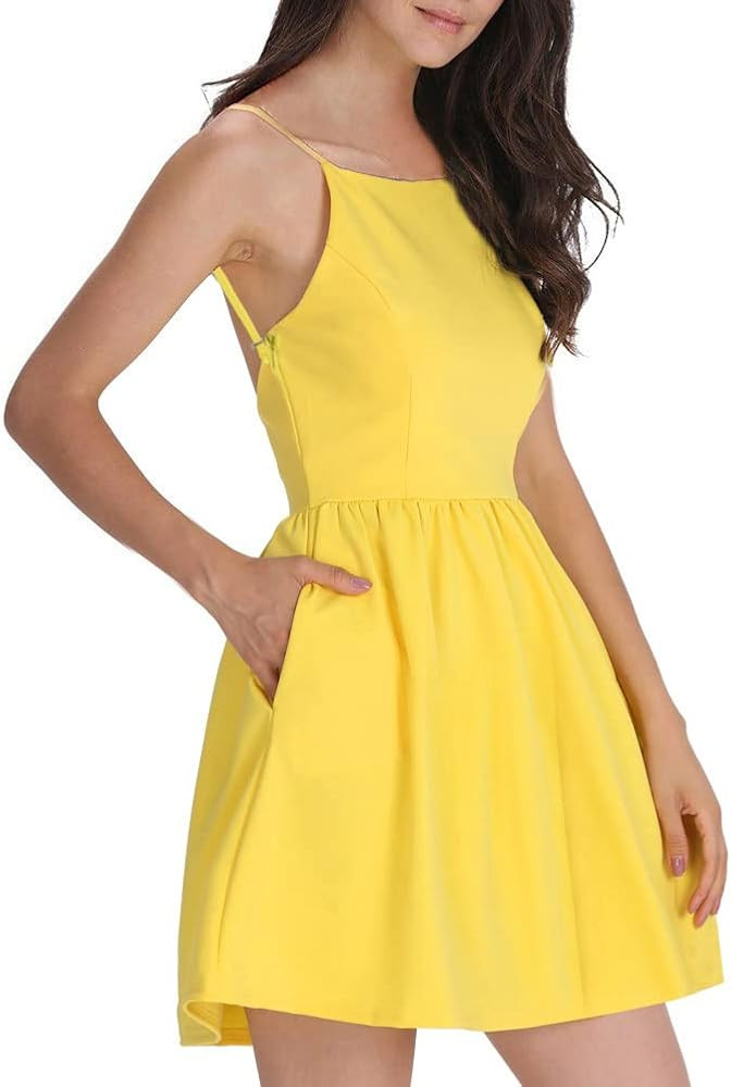 FANCYINN Women Sexy Spaghetti Strap Floral Print Mini Casual Dress | Amazon (US)