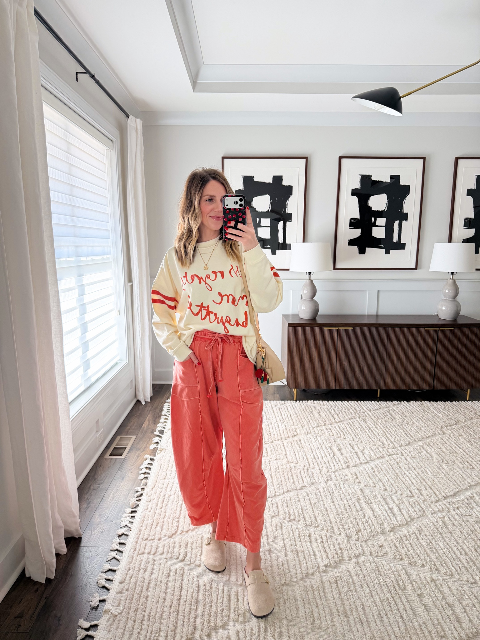 Fun graphic sweatshirt (small) and barrel pants (x-small) 