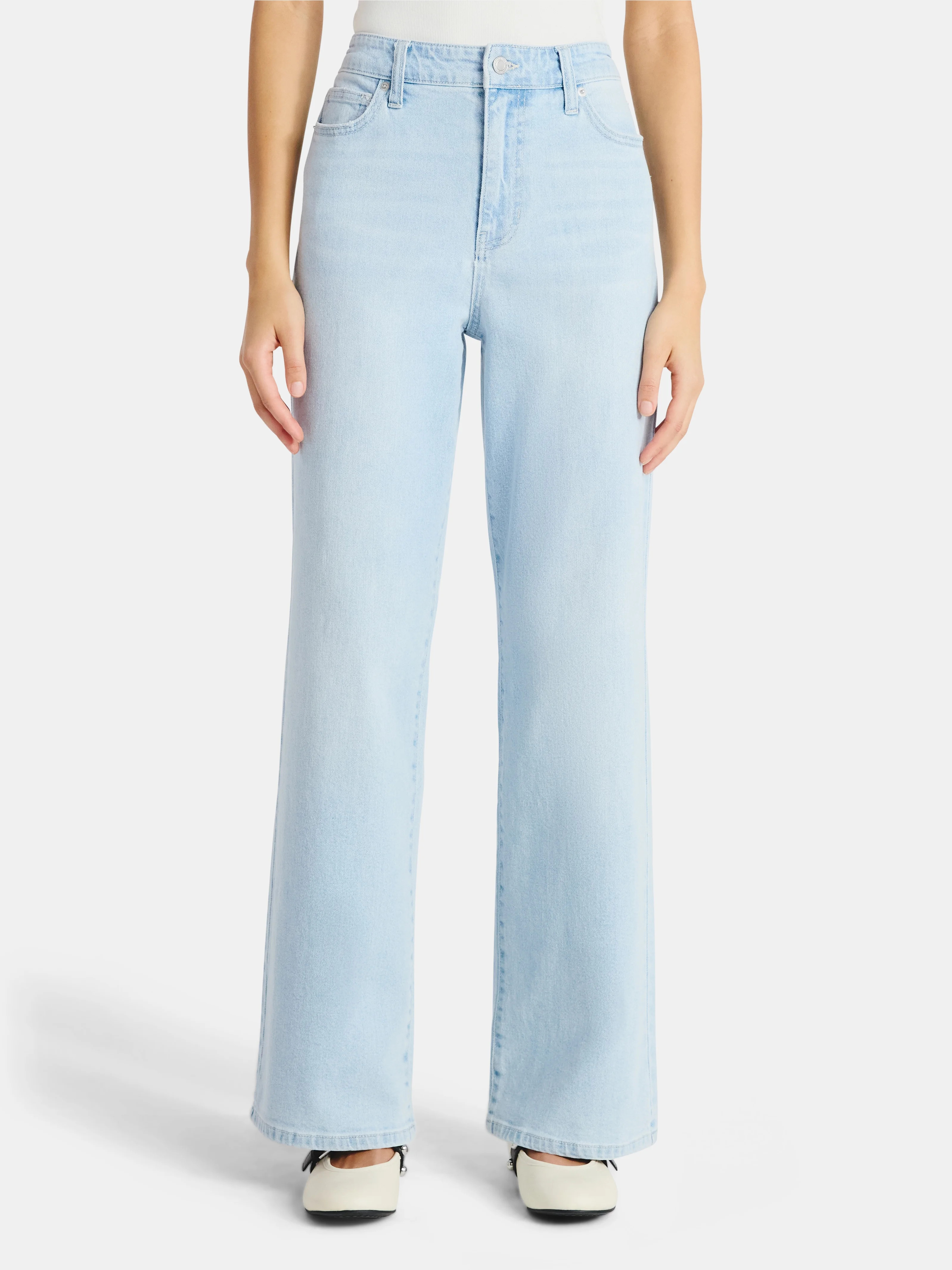 No Boundaries High Rise Baggy Wide Leg Jeans, 32'' Inseam, Women’s and Women's Plus | Walmart (US)