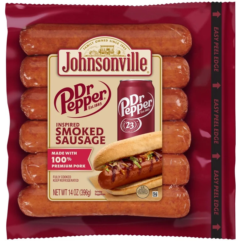 Johnsonville Dr Pepper Pork Sausage Links, Cooked, Refrigerated, 14oz Package | Walmart (US)