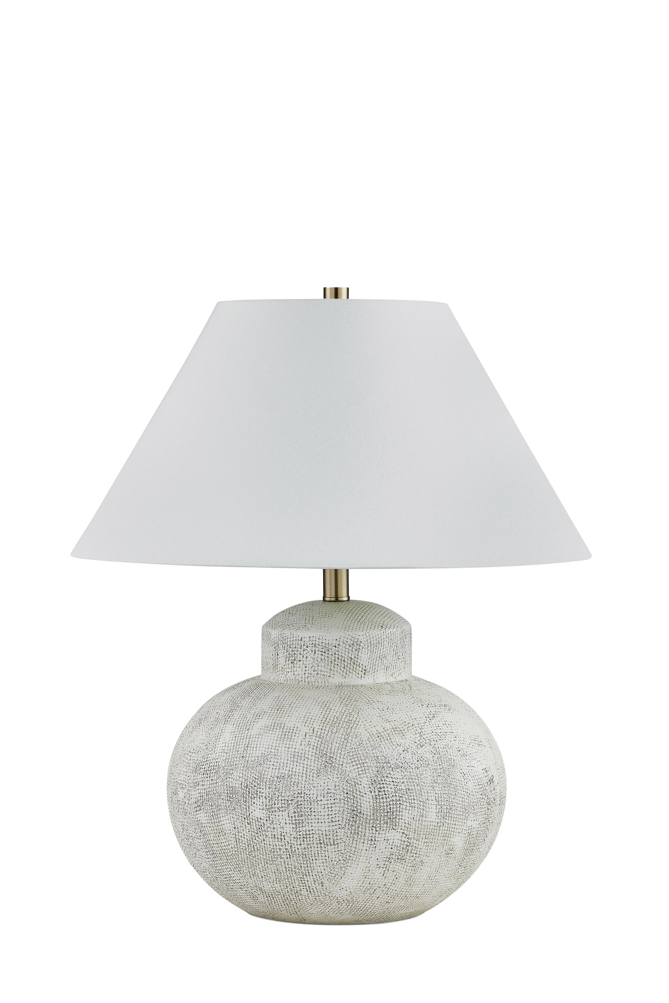 Temple 23" Resin Table Lamp with Fabric Shade, White/Gray | Wayfair North America