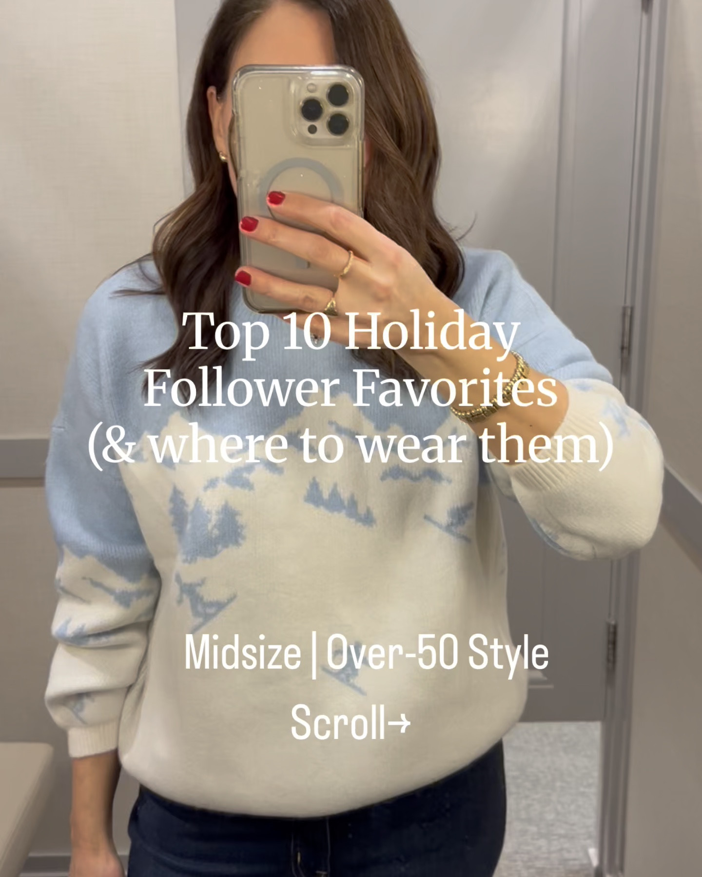 Most stores have shipping deadlines fast approaching, so this is a good weekend to shop if you want orders to arrive on time.

Our temps dropped significantly since I took these photos, so swap ankle boots for ballet flats or loafers. ⁠
⁠
Look 1: LOFT mountain ski sweater (fits big; size S). This is a sellout risk. Several super cute alternatives are linked. Everything is 55% off. Size up in these Gap flares (I'm in the short inseam to wear with flats at 5'6").⁠
⁠
Look 2: J.Crew Factory white-and-red shirtdress w/ pockets. I'm in an 8 with a 36-B bust. A 10 would be roomier in the shoulders. Currently 60% off.⁠
⁠
Look 3: LOFT sequin top (size up, I'm in a L), LOFT velvet pants (I sized down, in a 8). 55% off. ⁠
⁠
Look 4: A similar velvet blazer and green shell are linked. Size up in these Gap flares (I'm in the short length) ⁠
⁠
Look 5: Target Fairisle sweater (in a M, relaxed fit, a S would work too), Social Threads Risen kick crop jeans (fit tts) Use code CHEER20 to for 20% off through tonight, Walmart coat (size M), Target ankle boots (TTS), Quince black bag⁠
⁠
Look 6: LOFT cream sparkle-button cable cardigan (relaxed fit, I'm in a S), Gap flare jeans (size up, in the short length to wear with flats) ⁠
⁠
Look 7: Social Threads red ruffle detail top (fits TTS, in a S), Social Threads Risen kick crop jeans (fit TTS, I'm in a 10). Use code CHEER20 for 20% off through tonight
⁠
Look 8: Target olive green mockneck sweater (relaxed fit, in a medium, but a small would work too). Sequined pants (size medium; they’re snug pulling over the hips, but are the right fit). So comfy.⁠
⁠
Look 9: LOFT burgundy straight cords (fit tts) J.Crew Factory striped ruffle button-down. The snakeskin ankle boots are sold out, but the black Target pair is similar. ⁠
⁠
📏For reference, I’m midsized, 5’6”, slightly short-waisted, 36-B bust, and wear a small or medium top with size 10 jeans. ⁠
⁠

#LTKHoliday #LTKOver40 #LTKSeasonal